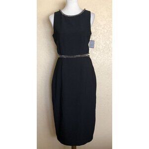 Laundry by Shelli Segal Women's Black Crystal Embellished Midi Dress Size 8